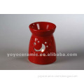 red glazed moon star style ceramic incense burner